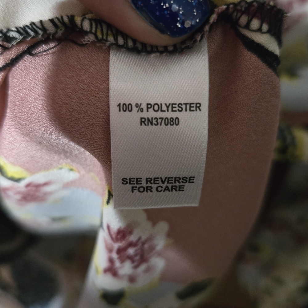 C Est. 1946 Pink and Blue Graphic Ruffled 3/4 Sleeve Blouse - Picture 4 of 4